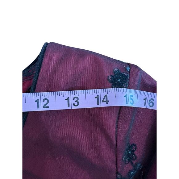 Vtg 90s Virgo Dress Sz 6P Flocked Velvet Red Black Dress Titanic Whimsy Goth - Picture 10 of 15